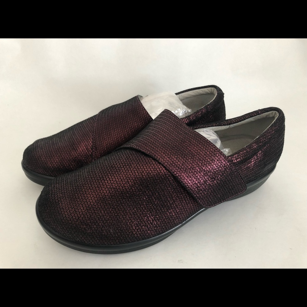 Alegria Professional burgundy sparkle Velcro strap comfort shoes 40W wide